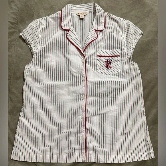 Brooks Brothers Women's White and Red Striped Pajama Set | 100% Cotton - Picture 3 of 7